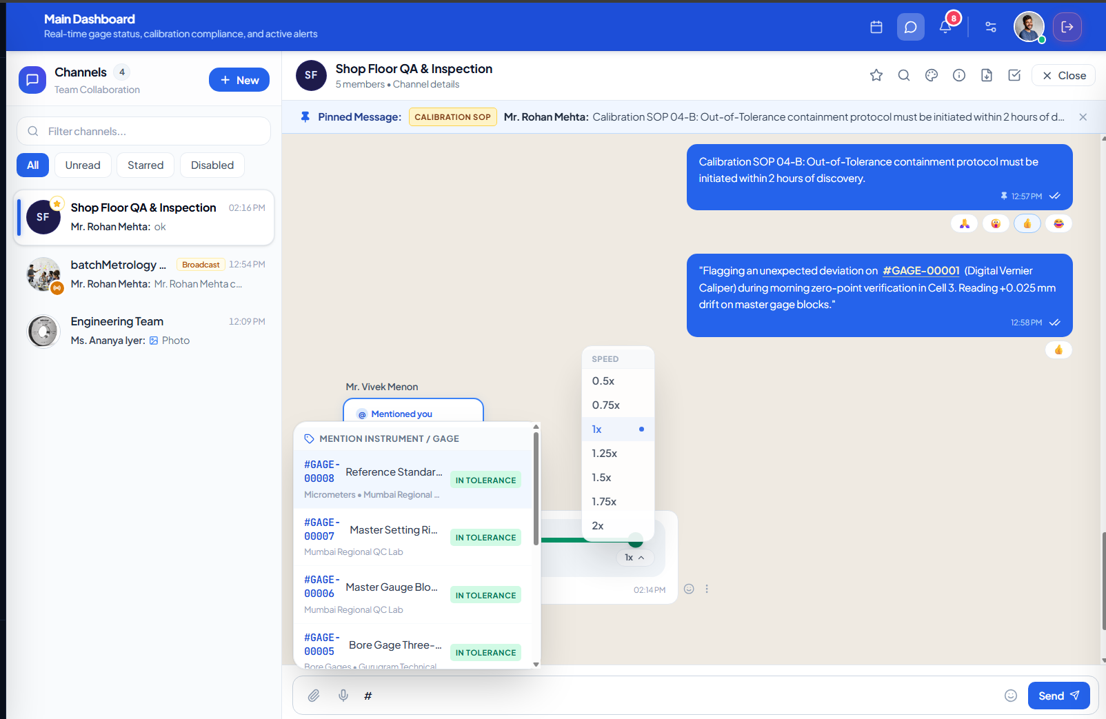 Live Chat Timeline with Interactive Gage Cards