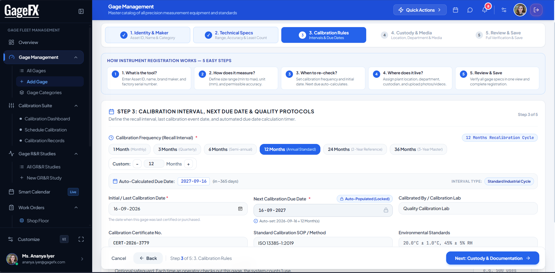 Step-by-Step Gage Registration Wizard